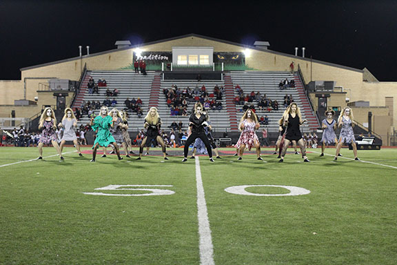 dance line in their thriller dance for halftime on Friday the 13th
