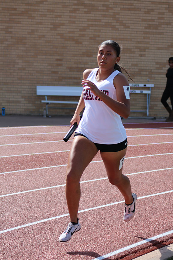 Paloma Sandoval runs against Junction City at one of the home meets.  