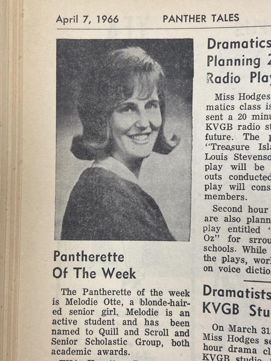 Senior Melodie Otte in
Panther Tales Vol. 21, Sept-May 1965-66 